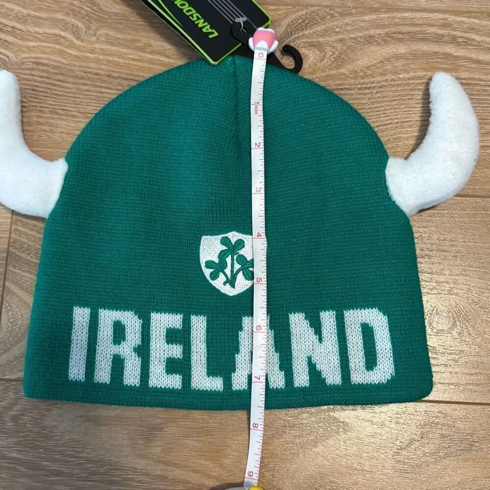 NWT Ireland green knit beanie with horns youth ‎  Bought in Ireland!